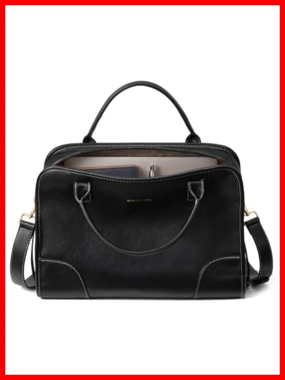 Structured Satchel Handbag with Top Handles, Faux Leather, Adjustable Strap